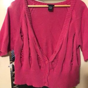 Torrid crop sweater distressed hot pink